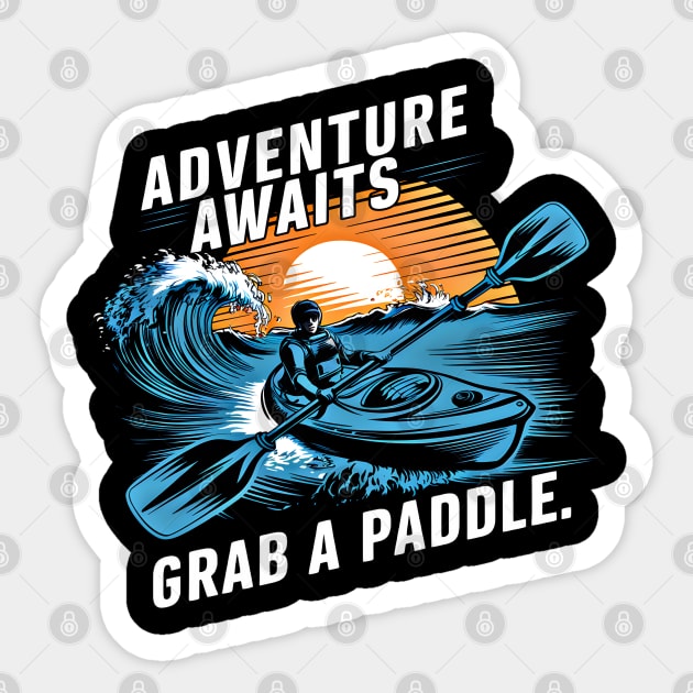 "Sunset Kayak Adventure: Ride the Tide" Sticker by WEARWORLD